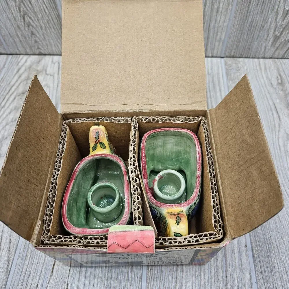 Sango Sweet Shoppe Christmas Snowman Sleigh‎ Candle Holders Set of 2 Sue Zipkin